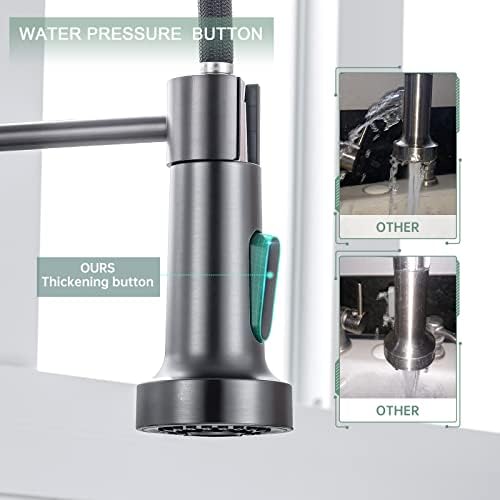 WEWE Pull-Down Kitchen Faucet, 2-Mode Sprayer, Matte Gray, High Arc - Image 4