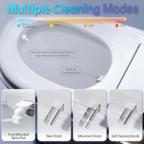 Smart Toilet, One Piece Bidet Toilet for Bathrooms, Toilets with Warm Water Sprayer & Dryer, Foot Sensor Operation, Heated Bidet Seat, Tankless Toilets with Fahrenheit LED Display - Image 5