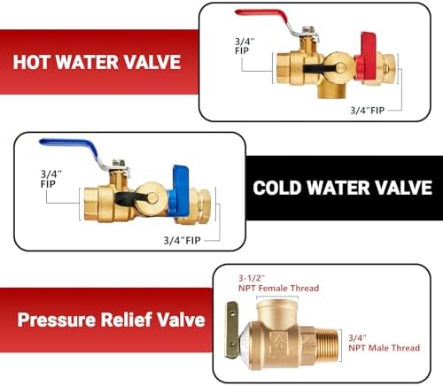1Pcs EFIELD 3/4"FIP IPS Tankless Water Heater Service Valve Kit(TOOL028) - Image 3
