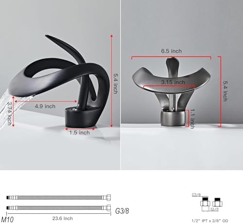 Black Bathroom Sink Faucet Waterfall Round Single Handle One Hole - Image 3