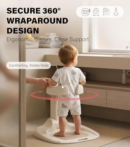 Cmore Baby Shower Stand - Smooth Holder Arms with Adjustable Height, Stable Support Base, Anti-Slip Mat & Floor Pads, ABS Plastic (BPA-Free), Foldable - Suitable for Infants & Toddlers 6-36 Months - Image 3