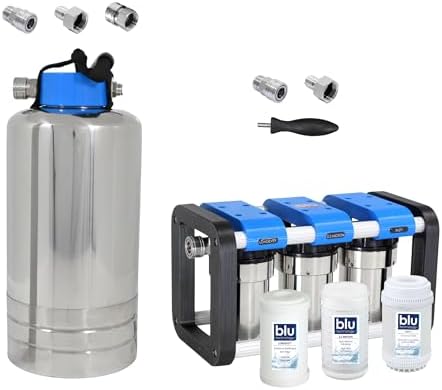 GoBluTech R3 Water Filtration Unit + Water Softener (Bundle) - 3 Stage Premium Filtration System, for RVs, Vans, and Boats - US Veteran Owned by BLUTECHNOLOGY