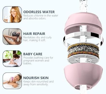 Bathtub Water Filter for Tub with Overflow,2,500 Gallons of Filtration,8 Stages Bath Filter,Remove contaminants,Chlorineand Fluoride,Hardwater Softener,BPA Free(Upgrade Version),Pink - Image 3