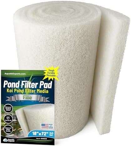 Aquatic Experts Classic Koi Pond Filter Pad FINE - White Bulk Roll Pond Filter Media, Ultra-Durable Pond Filters for Outdoor Ponds, Reusable Fish Pond Filter Material, USA, (3/4" - 1" x 18" x 72") by AquaticExperts