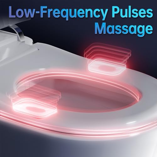 Smart Toilet, One Piece Bidet Toilet for Bathrooms, Toilets with Warm Water Sprayer & Dryer, Foot Sensor Operation, Heated Bidet Seat, Tankless Toilets with Fahrenheit LED Display - Image 4