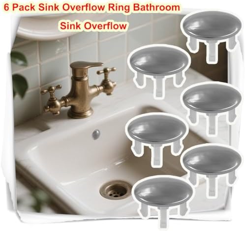 6 Pack Stainless Sink Basin Trim Overflow Cover,Sink Overflow Trim Ring Steel Round Hole Cover,Basin Trim Ring Insert in Hole Round Caps for Home,Sink,Bathroom,Kitchen - Image 6