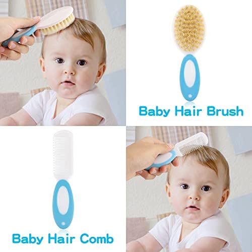 Baby Grooming Kit，Infant Safety Care Setwith Hair Brush Comb Nail Clipper Nasal Aspirator, Baby Essentials Kit for Newborn Girls Boys (14 PC-Blue Kit) - Image 5