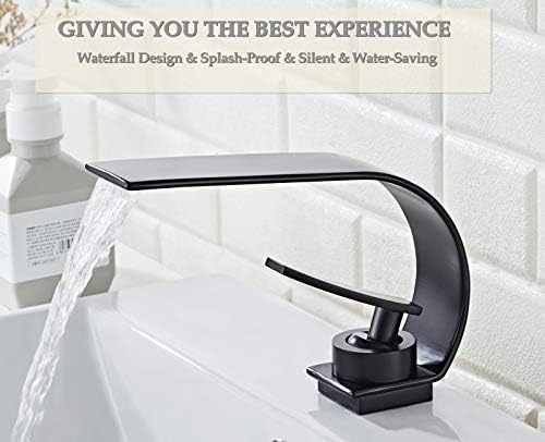 Becola Matte Black Modern Single Hole Bathroom Faucet, Low Arc Brass Ceramic Valve Vanity Sink Faucet, Single Handle 1 Hole / 3 Holes Hot and Cold Water Mixer Tap - Image 3