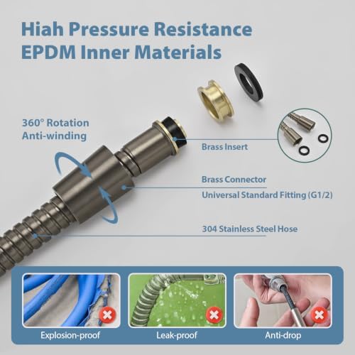 Shower Hose Extra Long 304 Stainless Steel Handheld Showerhead Hoses - Image 2