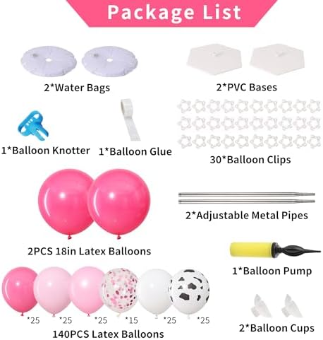 Dusty Hot Pink Cow Balloon Column Stand Kit Set of 2 for Floor - Image 3