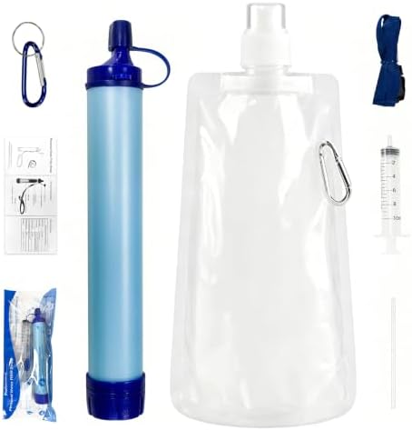 Emergency Water Filter Straw, 0.01‑0.1μm 4‑Stage Personal Water Filtration Straw, BPA‑Free Food‑Grade ABS, 10‑Year Long‑Term Storage for Camping Hiking Backpacking Survival Gear (1‑Pack) by Unknown
