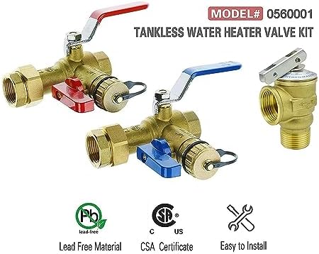 HYDRO MASTER Tankless Water Heater Service Valve Kit with Pressure Relief Valve 3/4-Inch IPS Isolator Clean Brass - Image 6