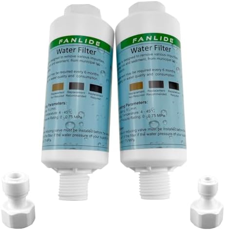 FANLIDE Bidet water filter for electronic bidet seats, Toilet water filter system, compatible with 1/2" 1/4" 3/8" Bidet hose (2 Filters + 2 Adapter) by FANLIDE