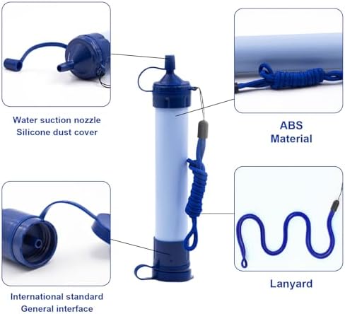 Water Straws Filter, Personal Backpacking Water Filter Straw Portable for Camping Hiking Travels (Light Blue) - Image 4