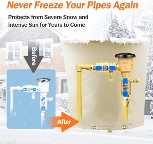 Sprinkler Valves Cover, Heavy Duty Backflow Preventer Cover Sprinkler Backflow Covers for Winter 5 Layer Reinforced Outdoor Faucet Guard Covers for Outdoor Pipe Sprinklers Valves - Image 2