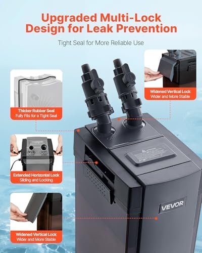 VEVOR 264GPH Canister Filter, 2-Stage External Aquarium Filter with Powerful Pump, Quite Water Circulation Cleaning Machine with Media for Fish Tanks and Aquariums Up to 75 Gallons, for Freshwater - Image 4