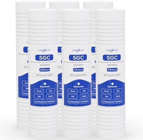 0.5 Micron 10" x 2.5" PP Grooved Sediment Water Filter Cartridge, 6 Pack by Locofiltr