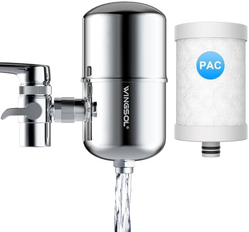 WINGSOL Stainless Steel Water Filter for Sink Faucet, NSF/ANSI 42&53, 360° Rotating Tap Purifier Reduce PFAS, Lead, Chlorine & Microplastics, 350 Gallons Long-Lasting Reinforced Housing Built-to-Last by WINGSOL