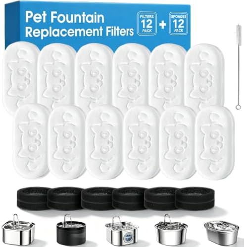 24+1 Pack Cat Water Fountain Filter for Stainless Steel Pet Water Dispenser by Unknown