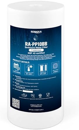 Ronaqua 10 x 4.5 Inch Big Sediment Water Filter Cartridge 1 Micron by Ronaqua