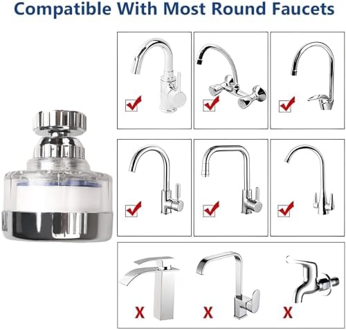14 Pcs Sink Water Filter with Filter Elements Set, Universal Sink Faucet Filter 360°Rotating,Tap Water Filter Removes Fluoride Hard Water,Faucet Filter Faucet Extender for Home Kitchen Sink - Image 5