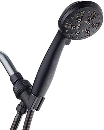 AquaDance High Pressure 6-Setting Hand Held Shower Head with Extra-Long 6 Foot Hose & Bracket – Anti-Clog Nozzles - USA Standard Certified - Top U.S. Brand - OIL RUBBED BRONZE by AquaDance