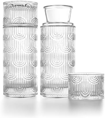 Bedside Water Carafe and Glass Set, 21.6oz, Clear by Unknown
