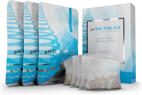 Invigorated Water pH ON-The-GO Portable Alkaline Water Filter Pouch, High pH Water Alkalizer for Bottles, Jugs, Pitchers - Filters 98 Liters / 26 Gallons (3-Pack) by InvigoratedWater