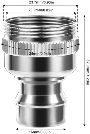 Faucet Snap Adapter Connection Sink Faucet Adapter Portable Dishwasher Faucet Adapter Faucet Aerator Sink Hose Adapter Countertop Dishwasher Connection Accessories (15/16-27Male or 55/64-27Famale) - Image 2