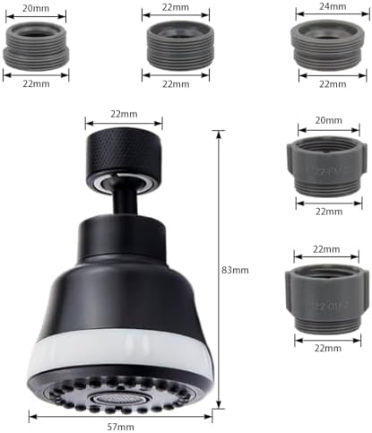 Faucet Aerator Faucet Sprayer Attachment, Kitchen Faucet Head Replacement with 4 Spray Modes, 360° Swivel Faucet Extender Anti-Splash Sink Sprayer Faucet Nozzle Head (Diamond, Black) - Image 4
