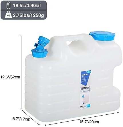 RedSwing 4.9 Gallon/18.5L Portable Water Container with Spigot, Water Storage Carrier for Camping Outdoor Hiking Backpacking, BPA Free, White - Image 3