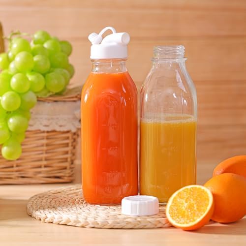 CUCUMI 2 Pack 32 Oz Glass Milk Bottle with Reusable Lid - Image 7
