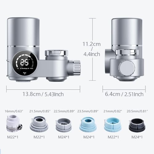 Faucet Water Filter for Kitchen Sink, NSF Certified, High Flow Faucet Water Filter No Wait, Faucet Mount Water Filtration System with Real-Time Filter Life Indicator, Silver - Image 3