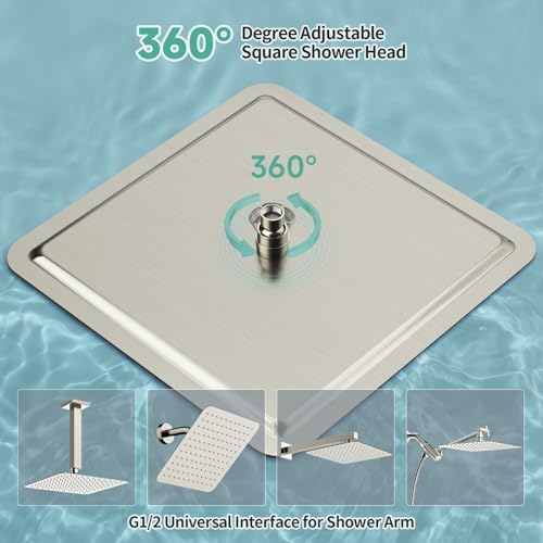 SR SUN RISE 16 Inch Extra Large Rain Shower Head Brushed Nickel 304 Stainless Steel High Pressure Rainfall Showerhead Ultra Thin Water Saving - Image 6