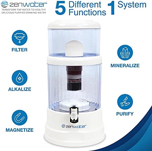 ZENWATER 6-Gallon Countertop Gravity Water Filter System - Portable Alkaline Filtration System - Enjoy Clean and Mineral-Rich Hydration At Home, Office, or Travel - Image 4