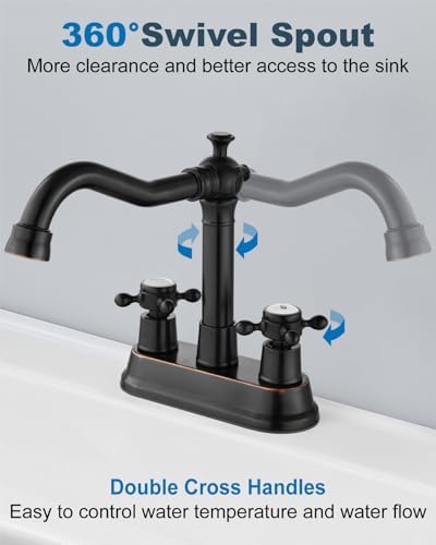 Aolemi 4 Inch Centerset Bathroom Sink Faucet 2 H&C Handle Oil Rubbed Bronze - Image 2