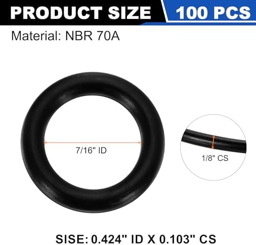 uxcell 100Pcs AS-111 NBR 70A O-Rings 7/16"ID x 3/32"CS/0.424"ID x 0.103"CS - Image 2