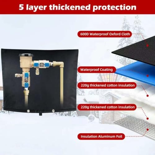 Backflow Preventer Cover, Pipe Freeze Insulation, 30" Wx24 H, Black - Image 4