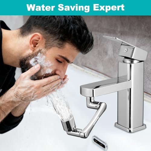 Spurtar 1440° Sink Faucet Extender, Faucet Aerator with Filter Swivel Silver Faucet Attachment, Multifunctional Rotatable Single Mode Fit for Bathroom Kitchen Tap G 1/2", 55/64",15/16" - Image 4
