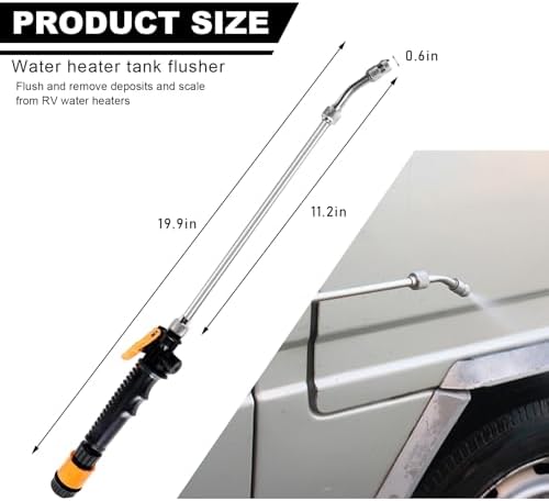 KVAEY RV Water Heater Tank Rinser, Metal Tube Camper Hot Water Tank Flush Wand, Travel Trailers Water Heater Flusher Flushing Out Removes Sediment and Scale, Car Accessories - Image 2