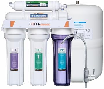 Rotek Water Systems Reverse Osmosis Water Filtration System, Under Sink 5-Stage RO Water Filter System, No Pump, Contains Leak Stop Valve, 100 GPD, Standard RO System by RotekWaterSystem