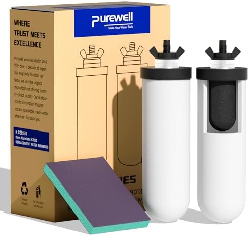 Purewell PF-4 Ceramic 3-Stage Purification Elements, Washable & Reusable, NSF/ANSI 42&372 Certified, Replacement for ProOne®, Berlkey®, Purewell® Filters and Water Filter Systems by Purewell