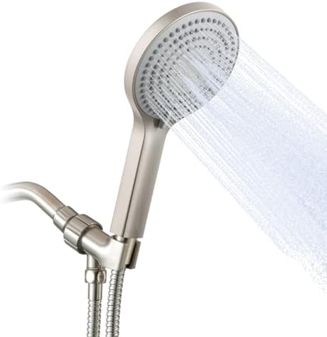 OFFO Handheld Shower Head Set, 6-Mode Brushed Nickel High Pressure Handheld Sprayer with 60" Stainless Steel Hose & Holder, High Flow Large Powerful Boosting Handheld Showerhead for Low Water Pressure by OFFO