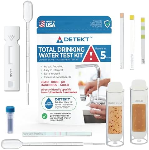 Drinking Water Test Kit, Detekt (USA) DIY for Lead, Bacteria, Mold & pH by Detekt
