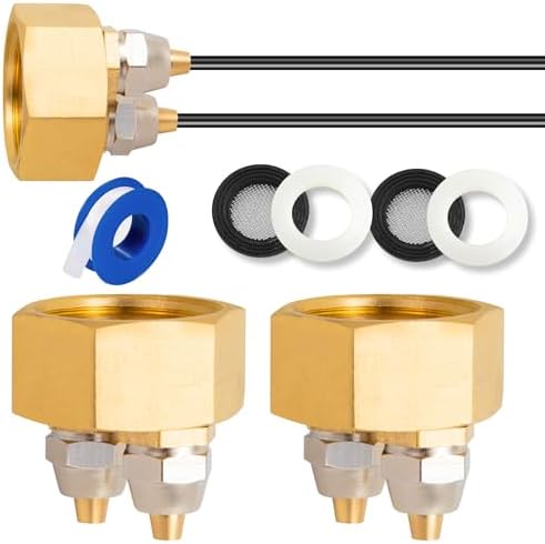 2 Pack Garden Hose Adapter, Solid Brass Standard 3/4" Female Thread to 1/4" Dual Tube Adapter for Water Hose,Convert 3/4" Garden Hose to 1/4" Tube by Breezliy