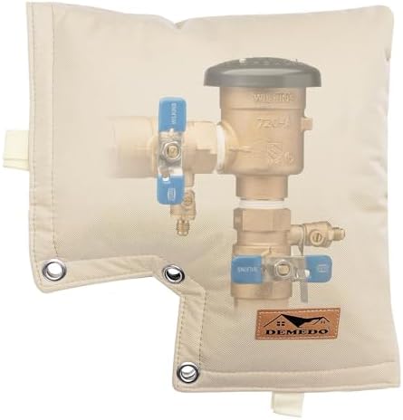 Backflow Preventer Cover, Backflow Pressure Vacuum Breaker Covers for Winter, Insulated Cover Pouch for Irrigation Sprinkler Backflow Valve, Outdoor Faucet Covers for Snow or Sun Exposure – Beige by DEMEDO