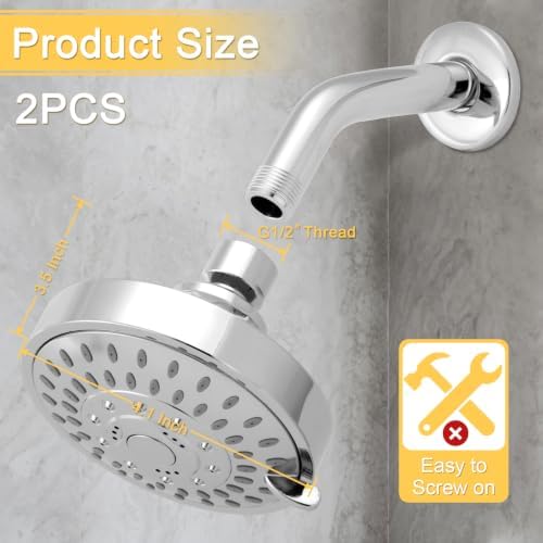 AISOSO High Pressure Rain Shower Head 2PCS 5 Modes 4.1 Inch Chrome Silver - Image 2