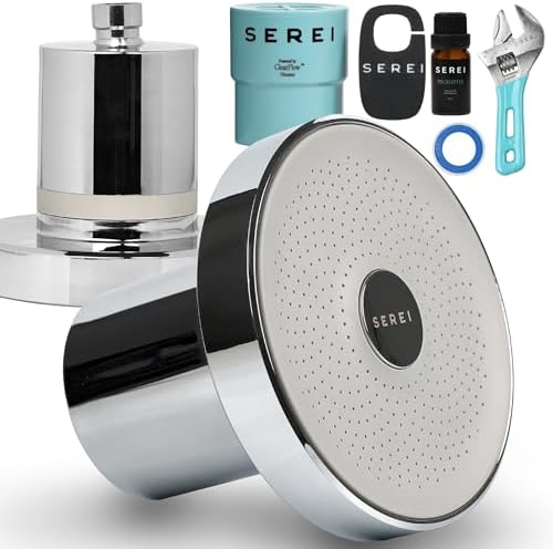 Lab Tested Filtered Shower Head | Best Shower Head with Filters for Chlorine & Hard Water | High Pressure Water Softener for Healthy Skin & Hair | Soothes Dry or Irritated Skin & Hair (2.0 Chrome) by SereiSkinCo