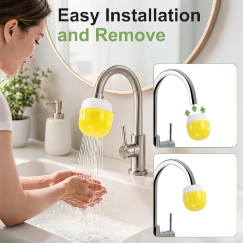 M METERXITY 2-Pack Mushroom Shaped Faucet Water Filter, Red/Yellow - Image 4