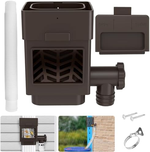 WADEO Rain Barrel Diverter Kit Fits 2''x3'' or 3''x4'' Downspouts Brown by WADEOmakeyourlifebetter